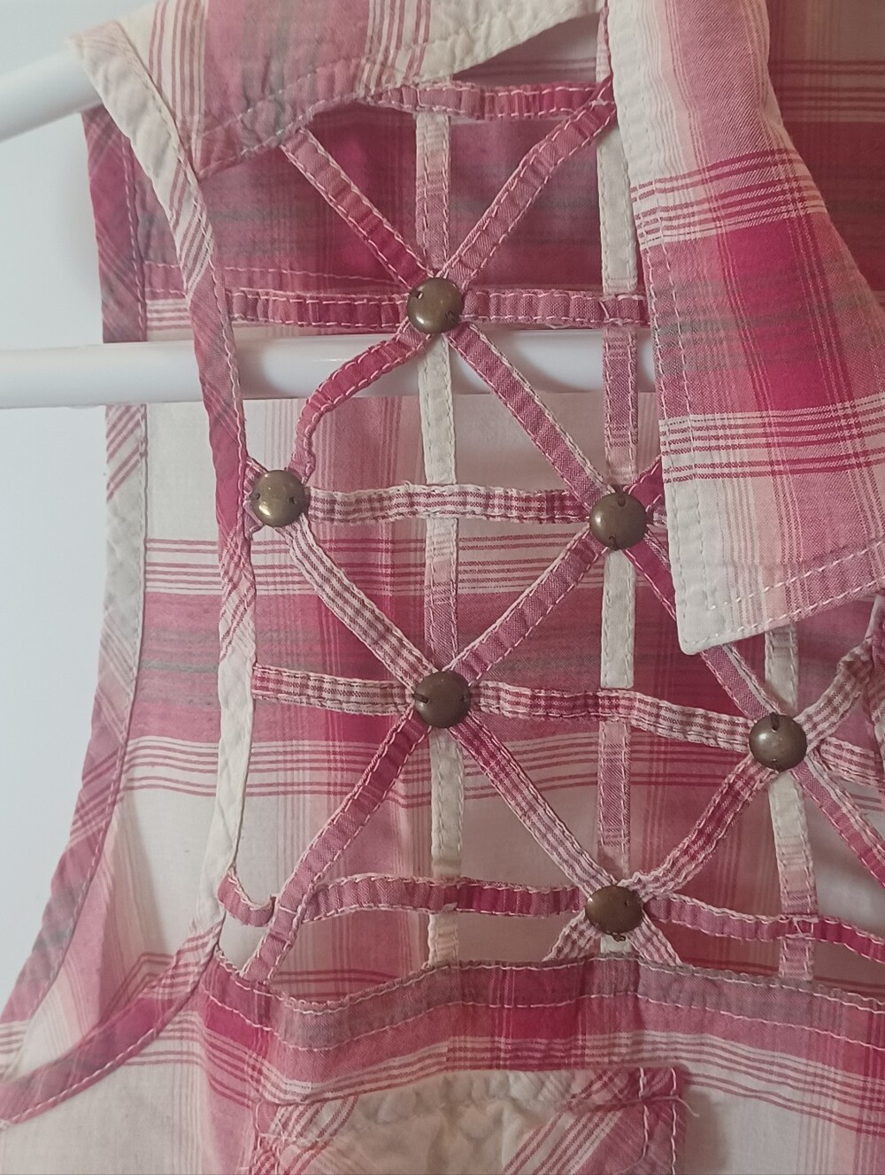 🩷🐎💕ROPER COWGIRL COWBOY PLAID SLEEVELESS PEARL SNAP SHIRT LARGE